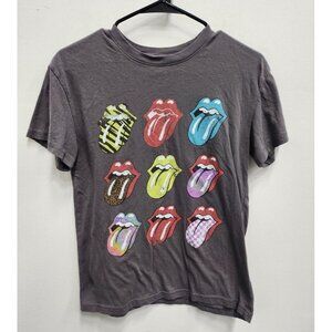 The Rolling Stones Womens Tongue Graphic T-Shirt Small Dark Gray Short Sleeve